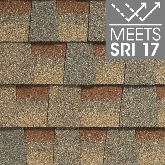 Timberline HDZ roof shingle swatch in Color Canyon color, meets SRI 17