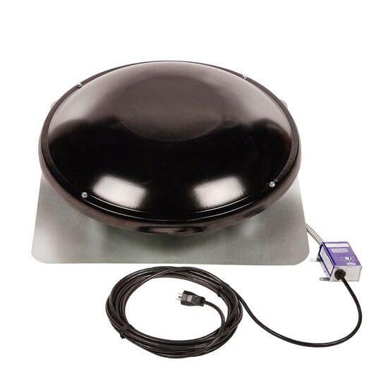 MasterFlow EZ Cool Plug-in Power Roof Mount Attic Vent in black from GAF Roofing.