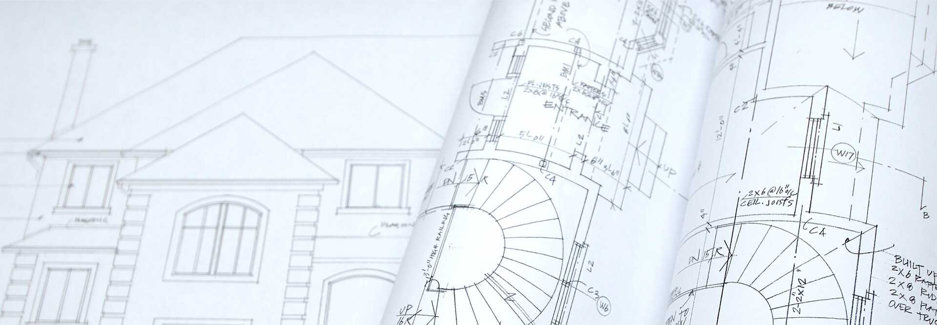 Architectural rendering of new construction home with roofing diagrams