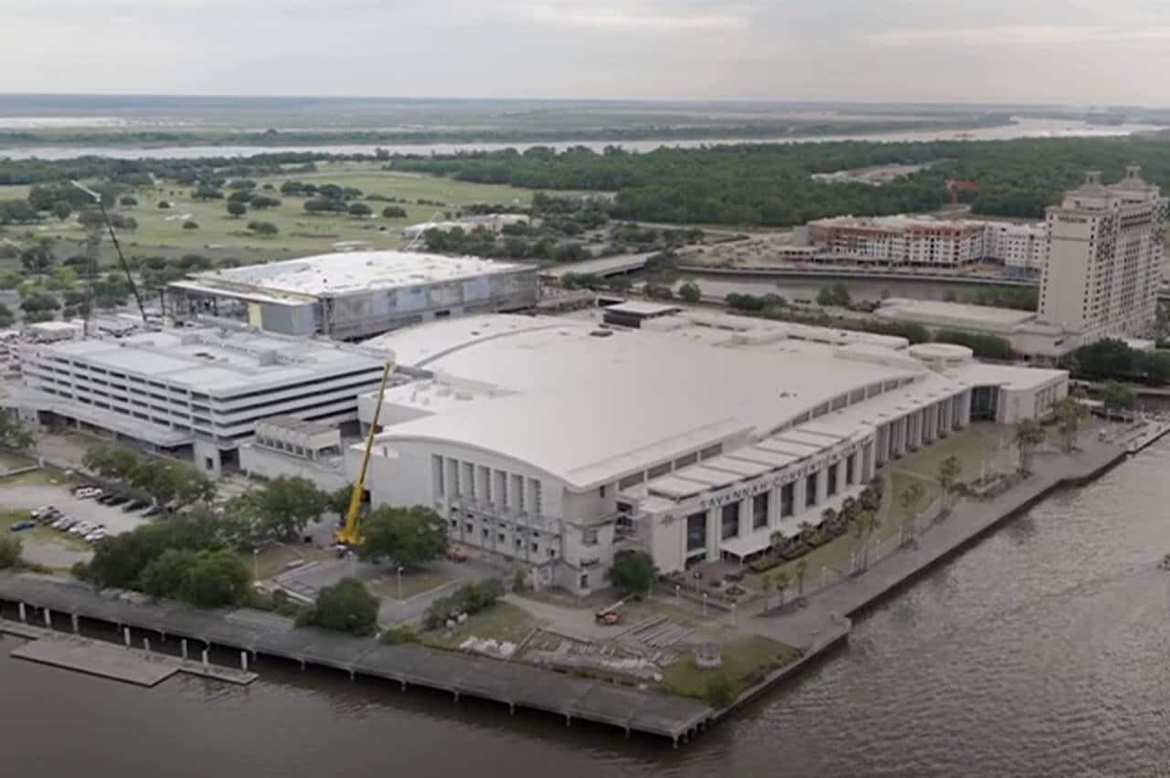 Savannah Convention Center roof installation process with GAF roofing materials