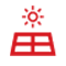 sun over boxes icon in red